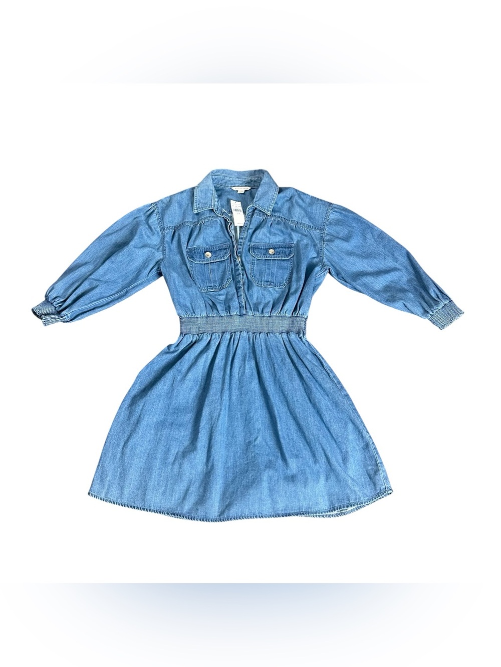 American Eagle Denim Shirt Dress Women’s M NWT Puff Sleeve Smocked Waist